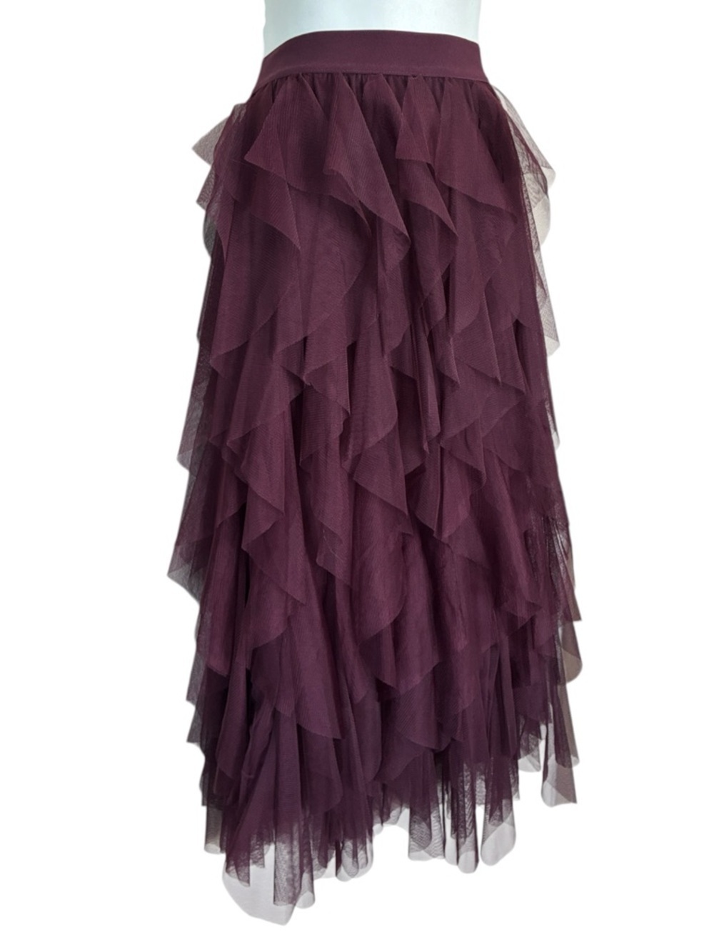 Cece Skirt women's M EUC Burgundy, Layered Tulle, Elastic Waistband/Pull-on.